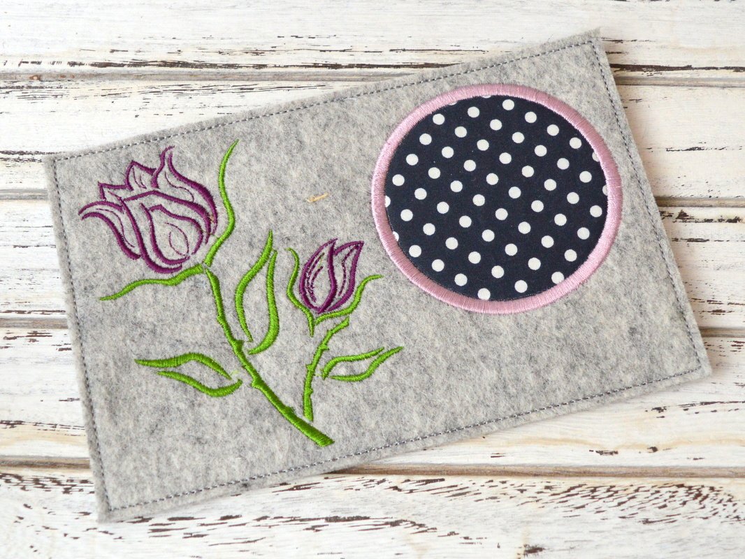 Stickdatei Untersetzer Rose MugRug 13x18cm und 13x20cm - Bild 3