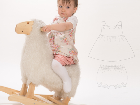 Baby Pinafore Dress & Bloomers CLARA EMI PDF Pattern 0m-4y