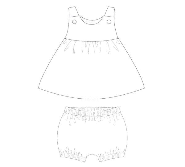 Baby Pinafore Dress & Bloomers CLARA EMI PDF Pattern 0m-4y