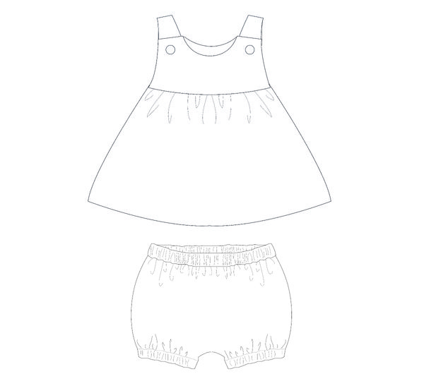 Schnittmuster Baby-Twinset Kleid+Hose CLARA – Anleitung Datei 50/56–98/104