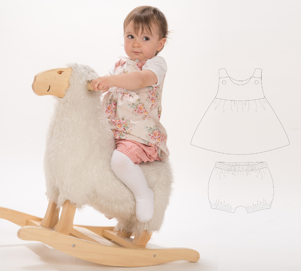 sewing pattern baby set dress CLARA & bloomers tutorial 0m/1m 3y/4y