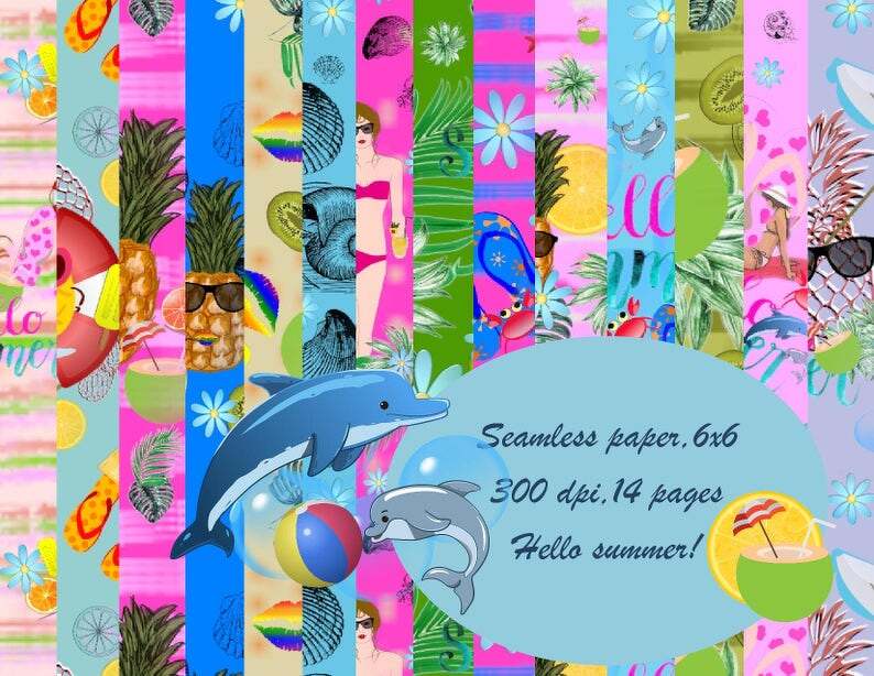 Seamless paper Hello summer