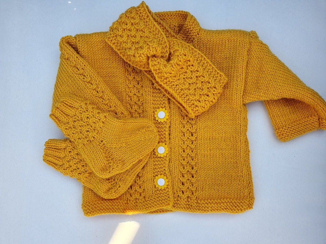 Strickanleitung Babygarnitur Jacke, Stirnband, Socken - Bild 5