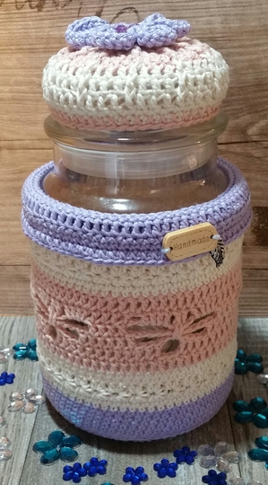 Häkelanleitung Windlicht / Jarsweater " Schmetterling"