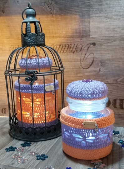 Häkelanleitung Windlicht / Jarsweater " Schmetterling"