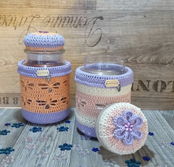 Häkelanleitung Windlicht / Jarsweater " Schmetterling"