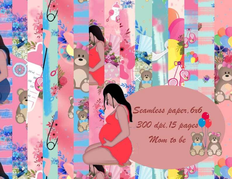 Seamless paper Mom to be,digital papers