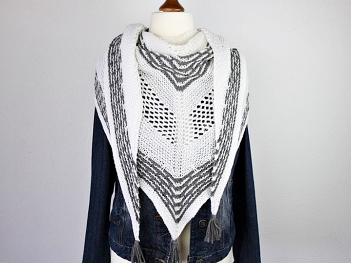 Knitting Pattern PDF Triangle Shawl – Easy Lace Shawl for Beginners