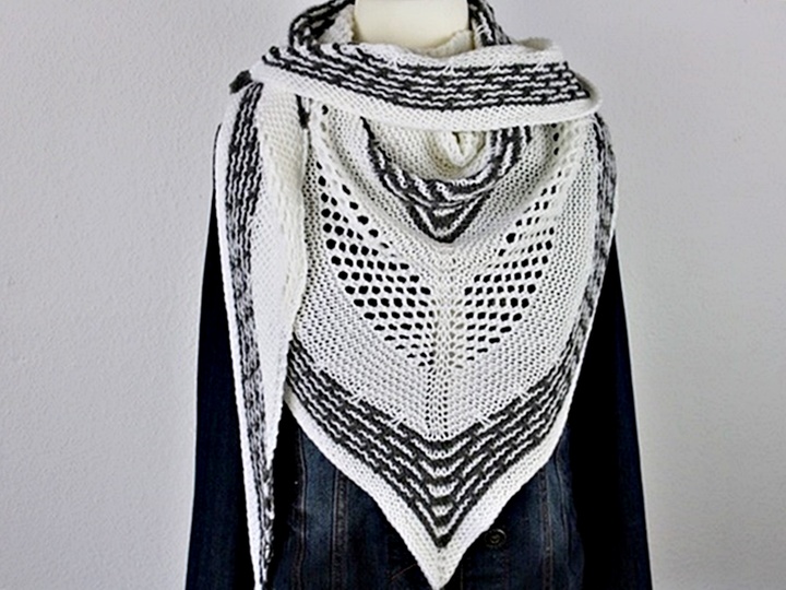 Knitting Pattern PDF Triangle Shawl – Easy Lace Shawl for Beginners