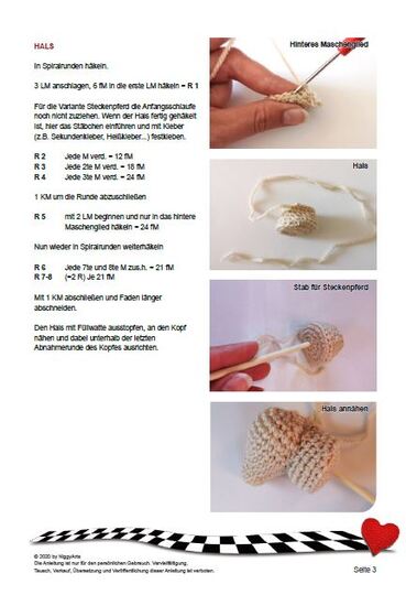 Pferdekopf-Anhänger oder als Steckenpferd - Häkelanleitung von NiggyArts