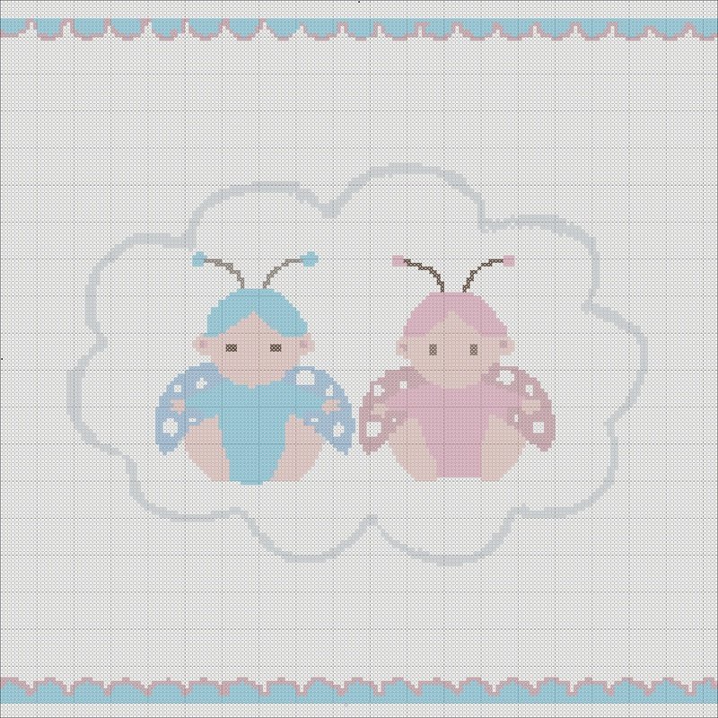 Twins newborn cross stitch