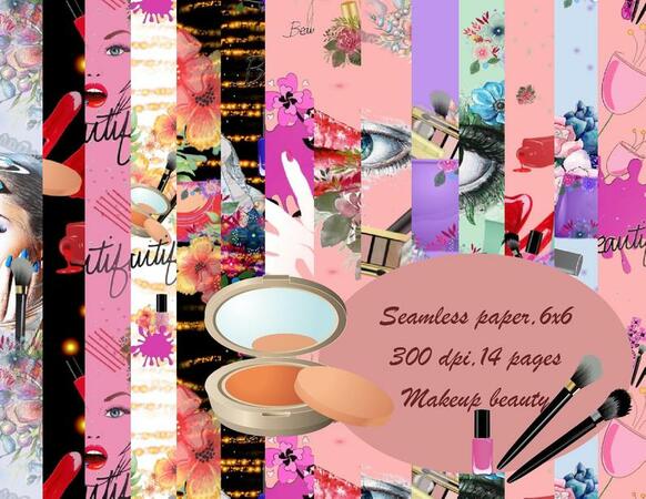 Seamless paper Makeup beauty,cosmetics pattern