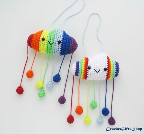 Amigurumi Rainbow and Raindrops, Sun, Cloud Set Crochet pattern