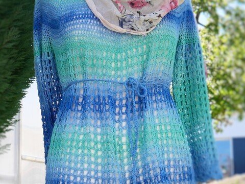 Häkelanleitung Sommerbluse – luftige Oversize Häkelbluse „Cindy“