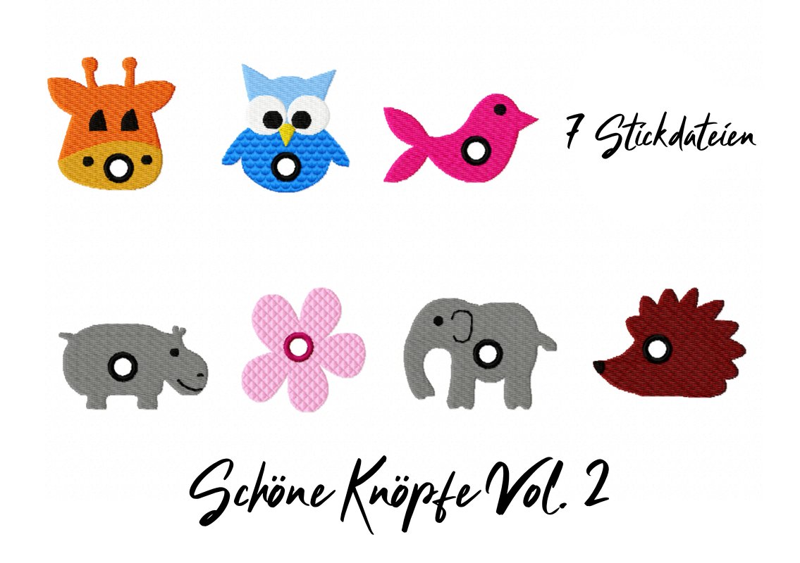 Stickdatei "Schöne Knöpfe" Vol. 2, sieben verschiedene Motive