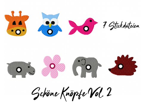 Stickdatei "Schöne Knöpfe" Vol. 2, sieben verschiedene Motive
