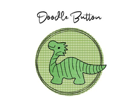 Stickdatei Doodle Button Dino - Rahmen ab 10 cm x 10 cm