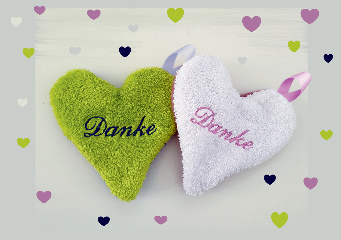 Stickdatei Herz ITH "Danke" - Rahmen 13 cm x 18 cm