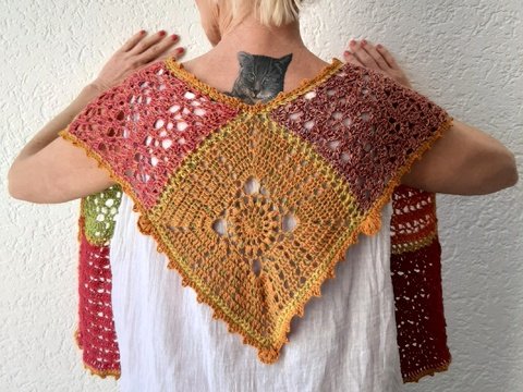 Tolles Tuch mit 6 Mustern häkeln, Tuch Andalucia