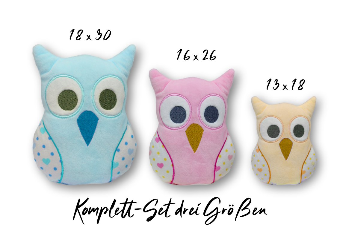 Stickdatei Eule ITH drei Größen