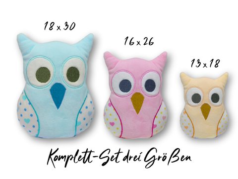 Stickdatei Eule ITH drei Größen