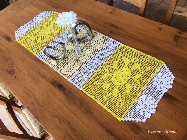 Häkelanleitung / Tischläufer "Sommer, Sonne, Sonnenschein"