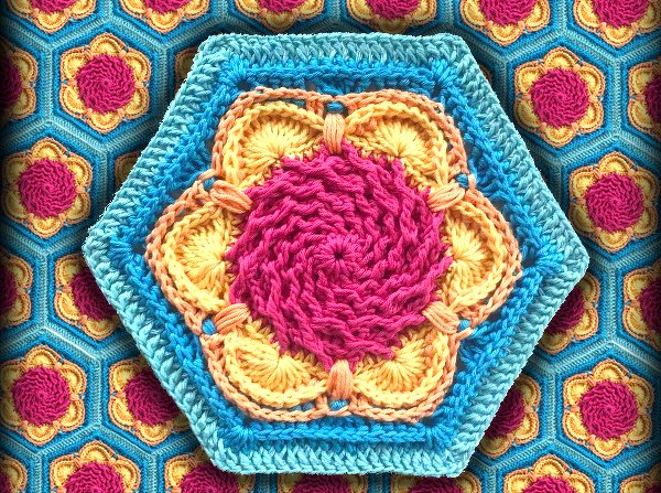 Sechseckige Grannymuster "FLORA"