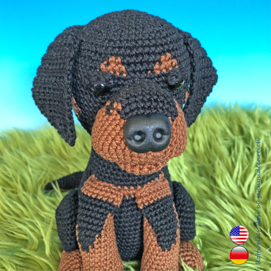 Crochet Pattern Rosi the Rottweiler crochet a sitting dog amigurumi dog