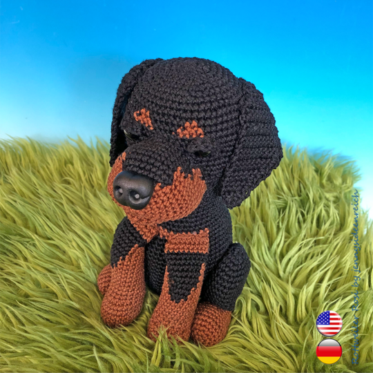 Crochet Pattern Rosi the Rottweiler crochet a sitting dog amigurumi dog