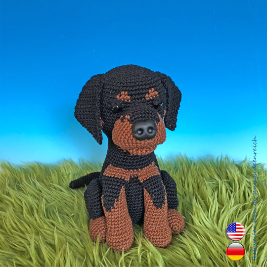 Crochet Pattern Rosi the Rottweiler crochet a sitting dog amigurumi dog