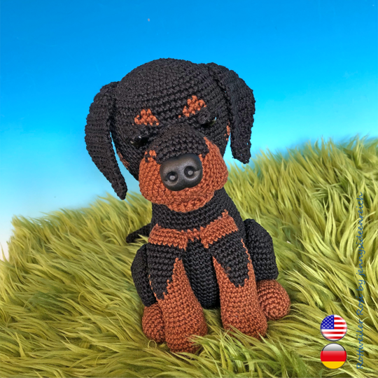 Crochet Pattern Rosi the Rottweiler crochet a sitting dog amigurumi dog