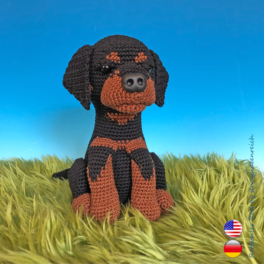 Crochet Pattern Rosi the Rottweiler crochet a sitting dog amigurumi dog