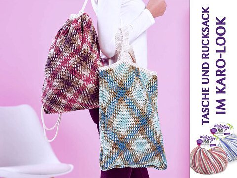 TASCHE UND RUCKSACK IM KARO-LOOK