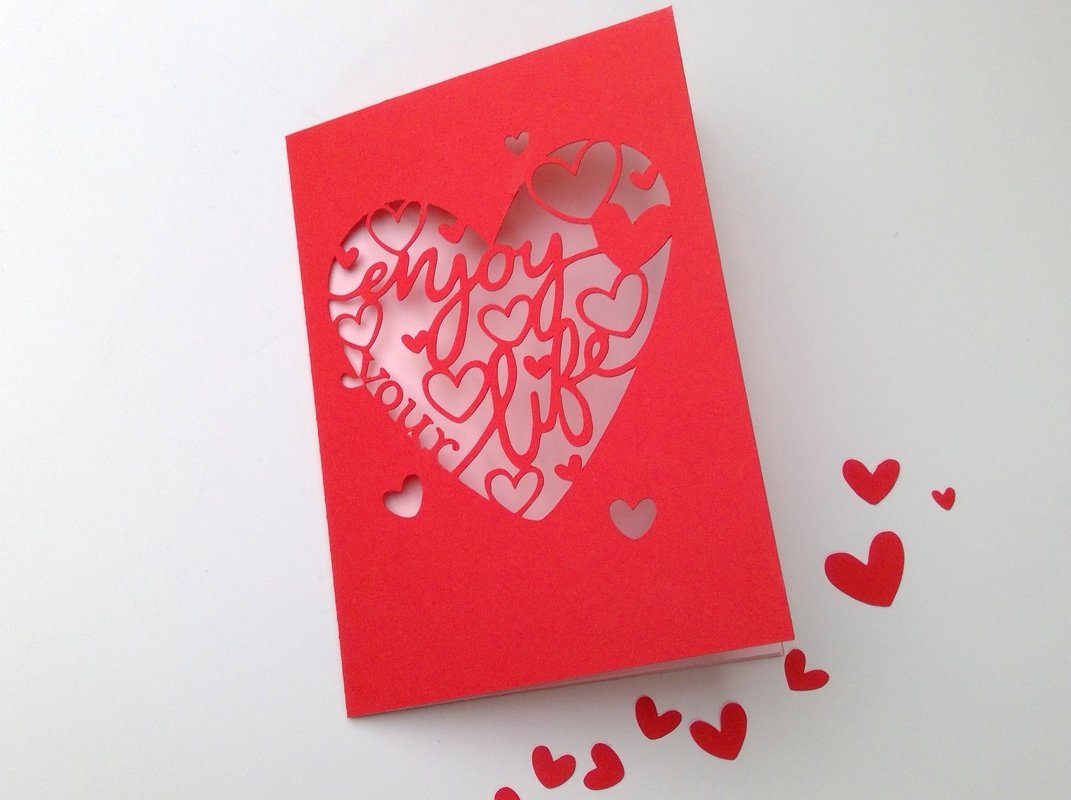 Karte Enjoy mit Kuvert Plotterdatei SVG DXF FCM