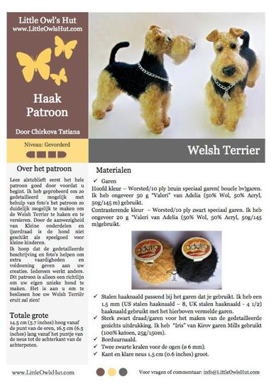 102NLY Welsh Terrier - Amigurumi Haakpatroon - PDF by Chirkova CP