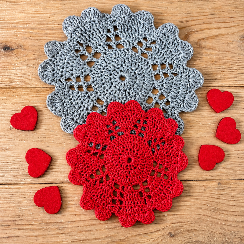 Häkelanleitung für das schöne "Herz" Deckchen