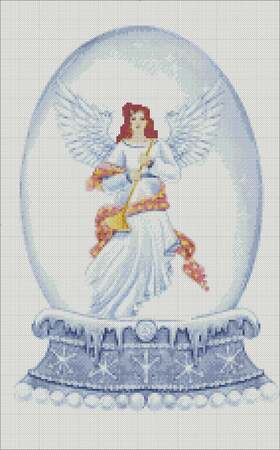 Snow ball cross stitch pattern angel