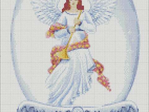 Snow ball cross stitch pattern angel