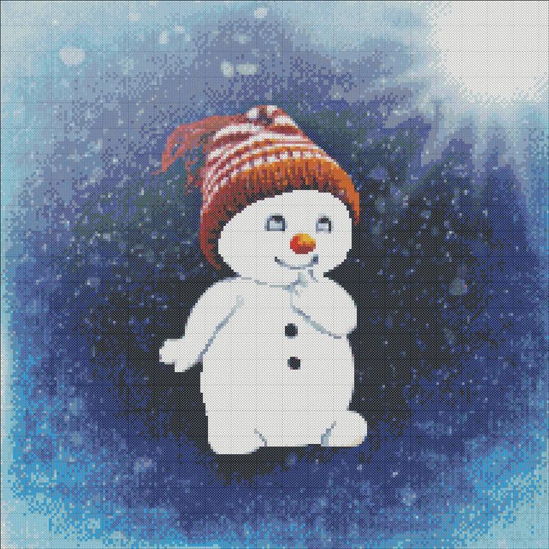 Snowman cross stitch pattern
