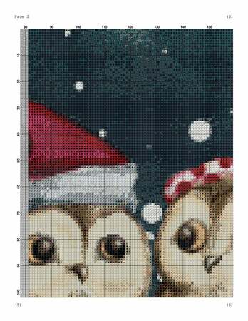 Owls cross stitch Christmas pattern