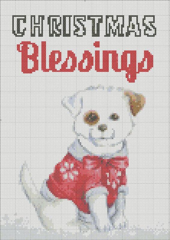 Dog cross stitch Christmas pattern