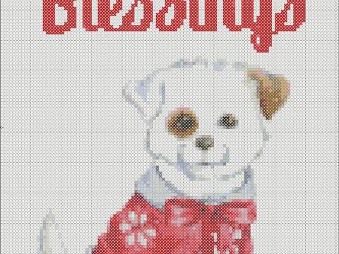 Dog cross stitch Christmas pattern