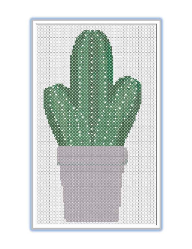 Cactus cross stitch pattern