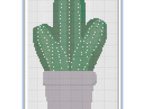 Cactus cross stitch pattern