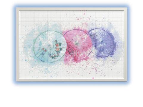 Umbrellas cross stitch pattern