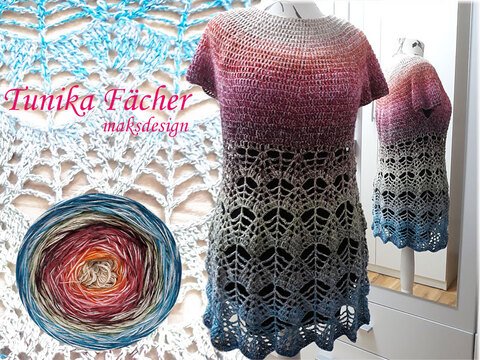 Häkelanleitung Shirt oder Tunika Fächer Größe 36 bis 56