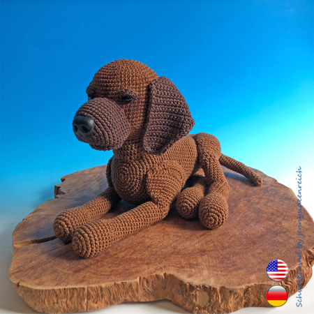 Crochet Pattern Hunting Dog, crochet a lying dog, amigurumi dog by jennysideenreich
