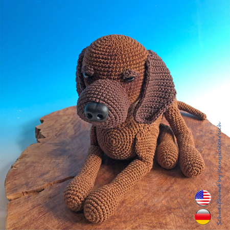 Crochet Pattern Hunting Dog, crochet a lying dog, amigurumi dog by jennysideenreich