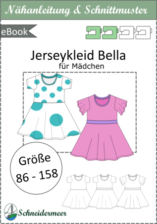 Bella – Kinder Jerseykleid mit Flügelärmeln, Taillenband, Gr. 86-158, A4+A0