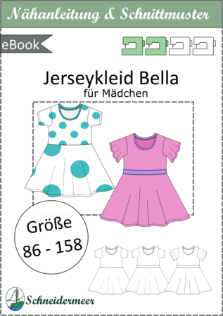 Bella - Mädchenkleid mit Taillenbundchen - Gr. 86 bis 158 - A0 + A4